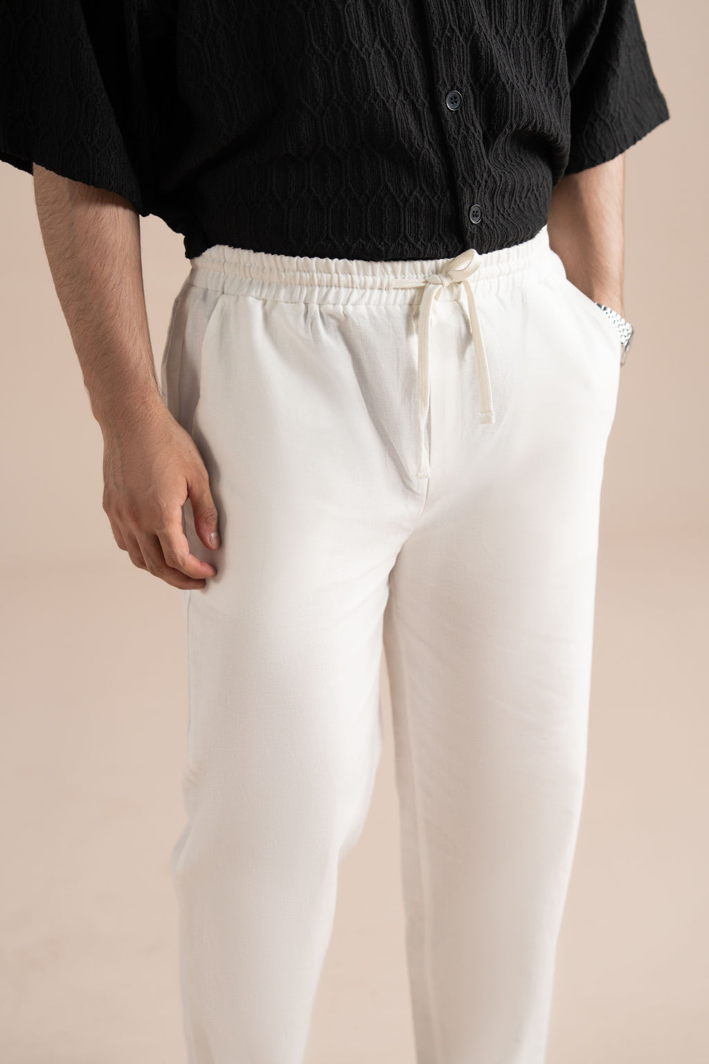 Cotton Linen Pleat Pants
