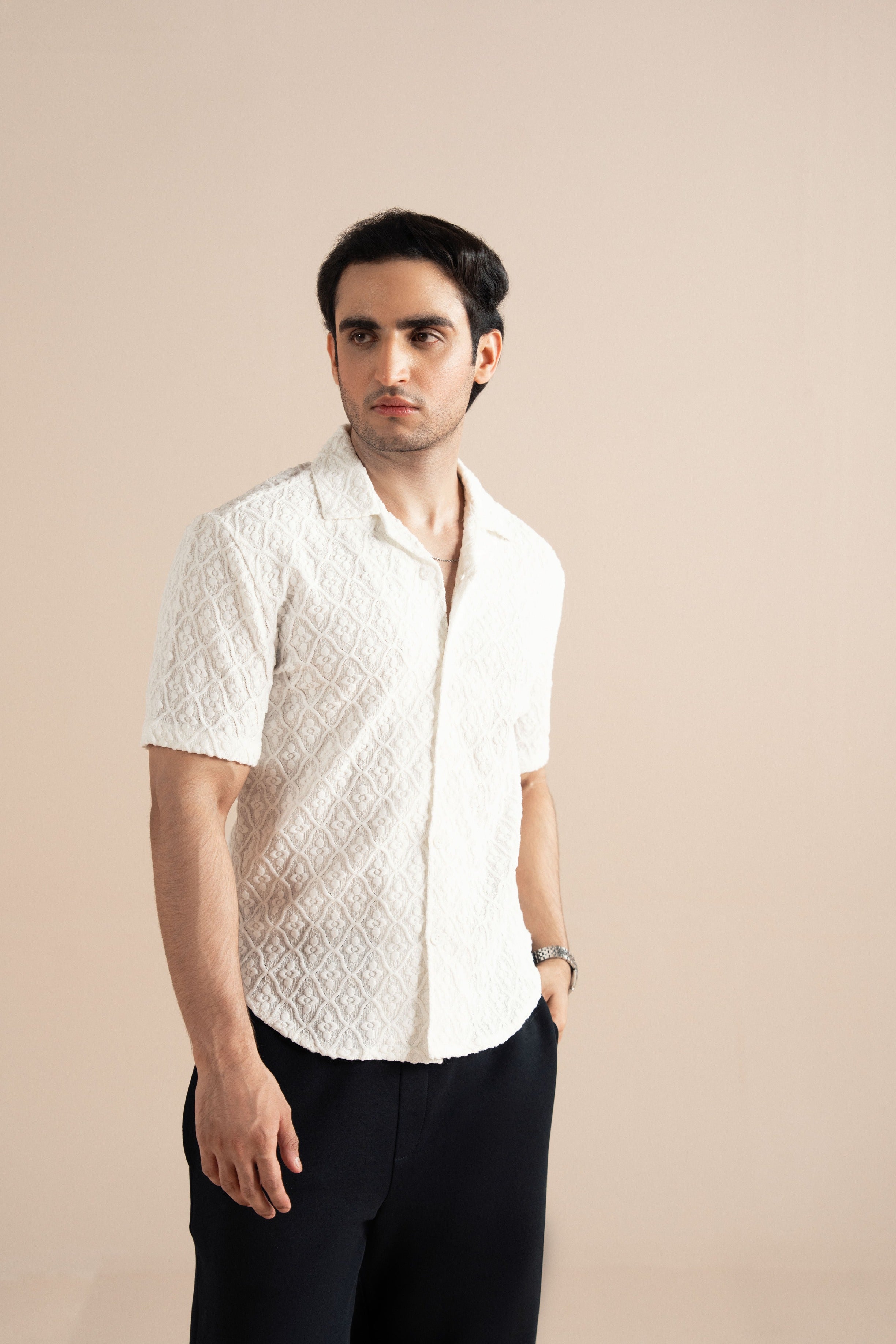 Self Textured Shirt White