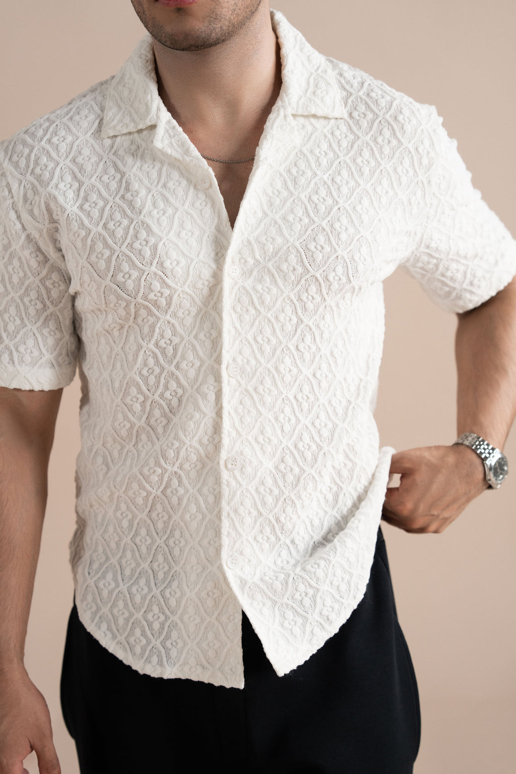 Self Textured Shirt White