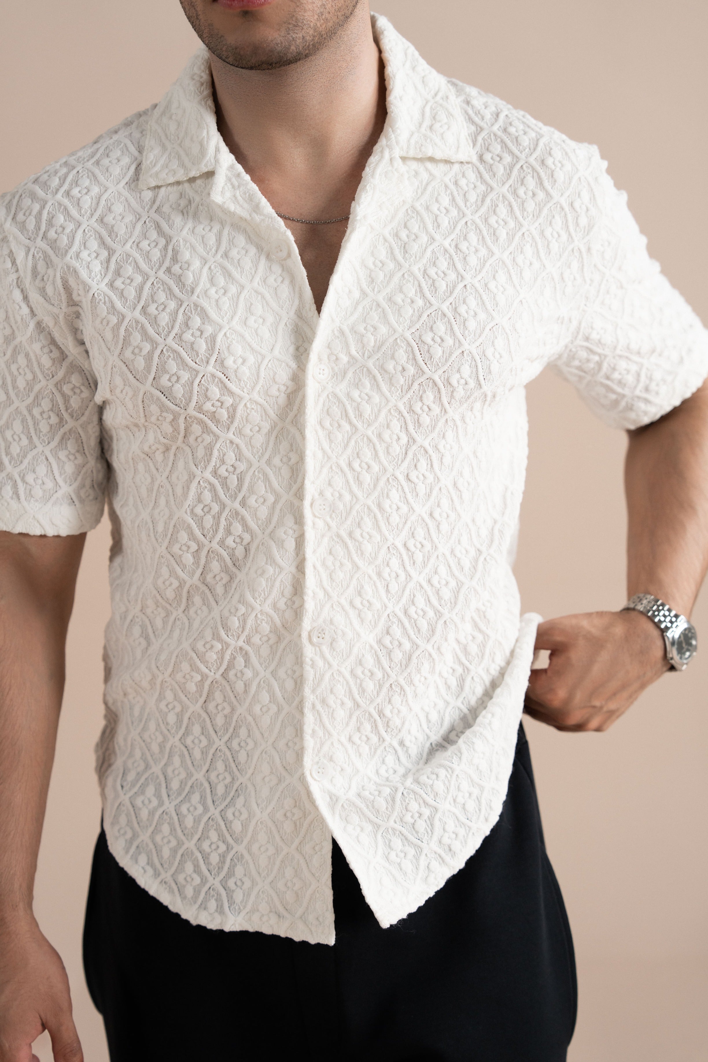 Self Textured Shirt White