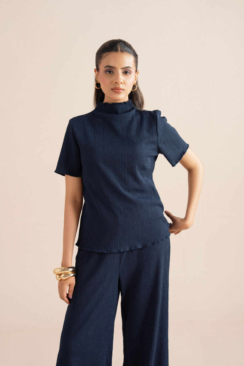 The Pleat-Neck Blouse Set