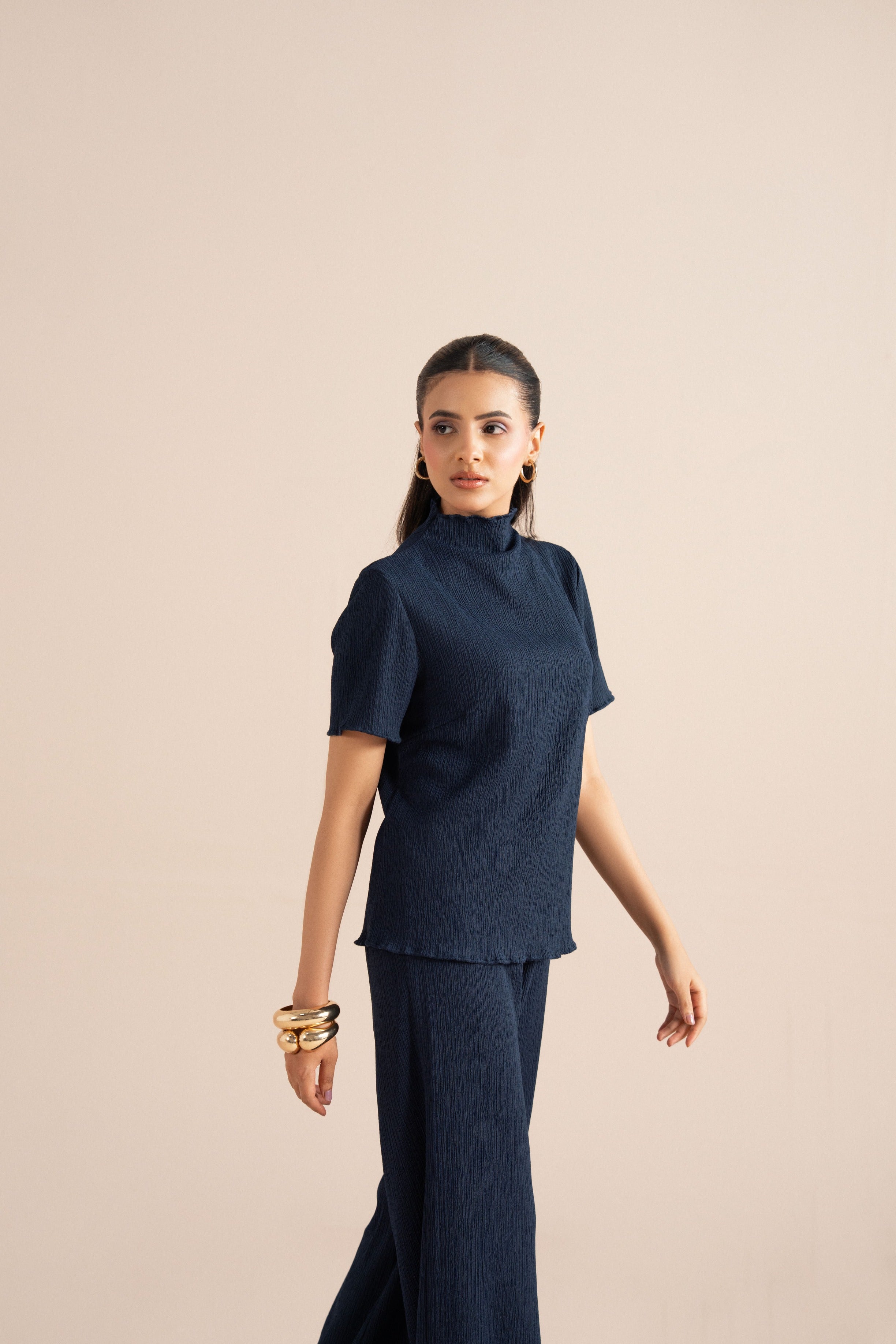 The Pleat-Neck Blouse Set