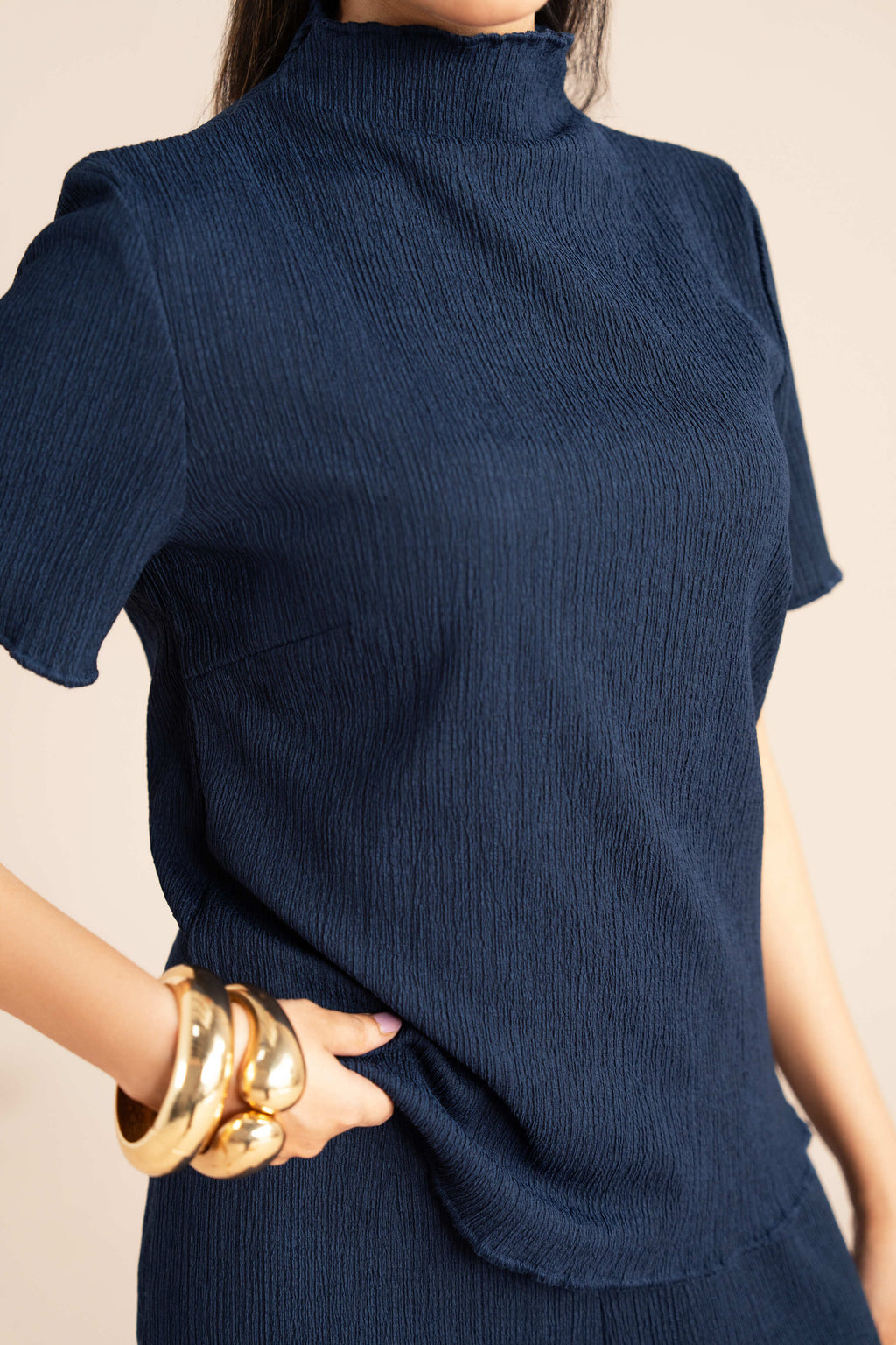 The Pleat-Neck Blouse Set